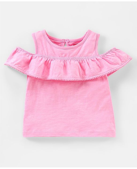 Babyhug 100% Cotton Sleeveless Frilled Top & Shorts Set Floral Print - Pink & Navy