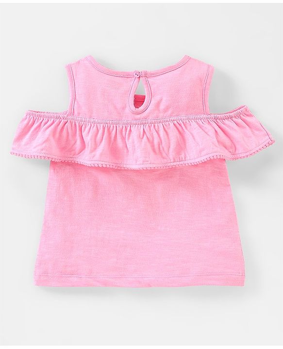Babyhug 100% Cotton Sleeveless Frilled Top & Shorts Set Floral Print - Pink & Navy
