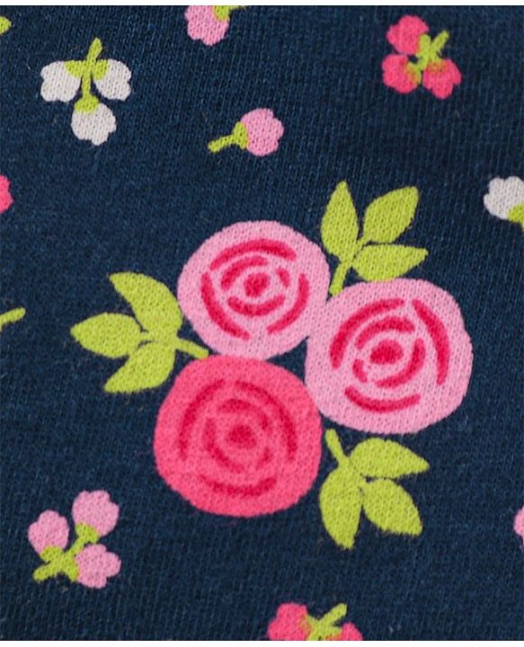 Babyhug 100% Cotton Sleeveless Frilled Top & Shorts Set Floral Print - Pink & Navy