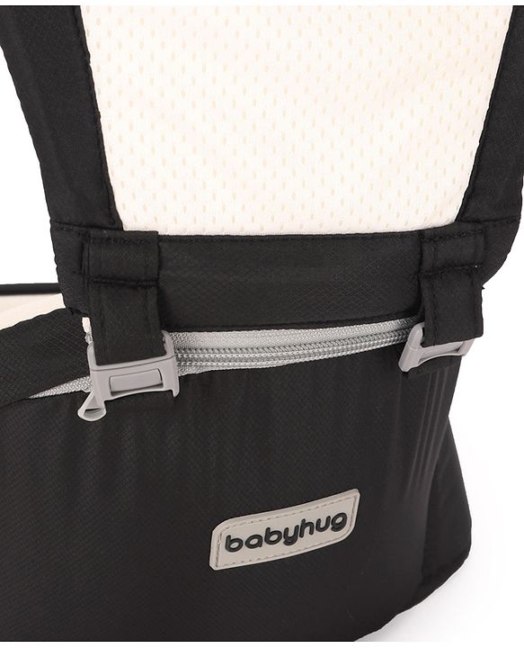 Babyhug Imperial 5-in-1 Baby Carrier with Hip Seat: Front, back & hip carrying positions, Adjustable head support, Padded straps, Breathable fabric, Pressure-relieving waist belt, Side storage pockets, Supports up to 15kg- Grey