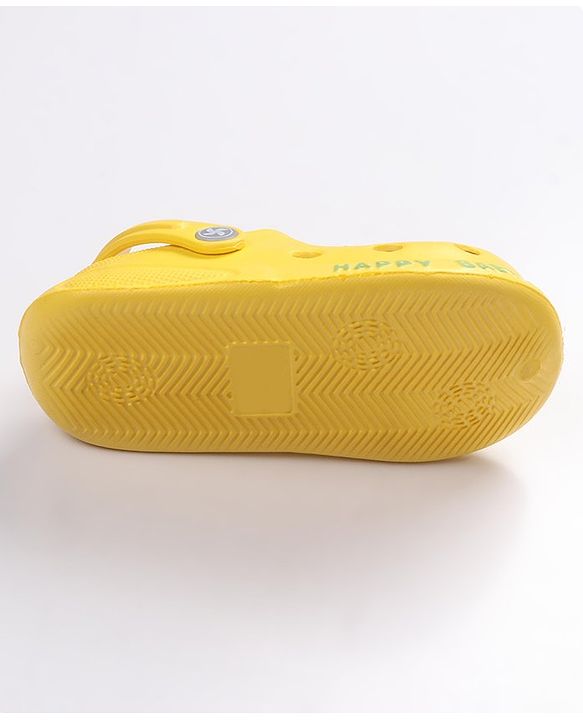 Cute Walk by Babyhug Teddy Applique Clogs with Back Strap - Yellow