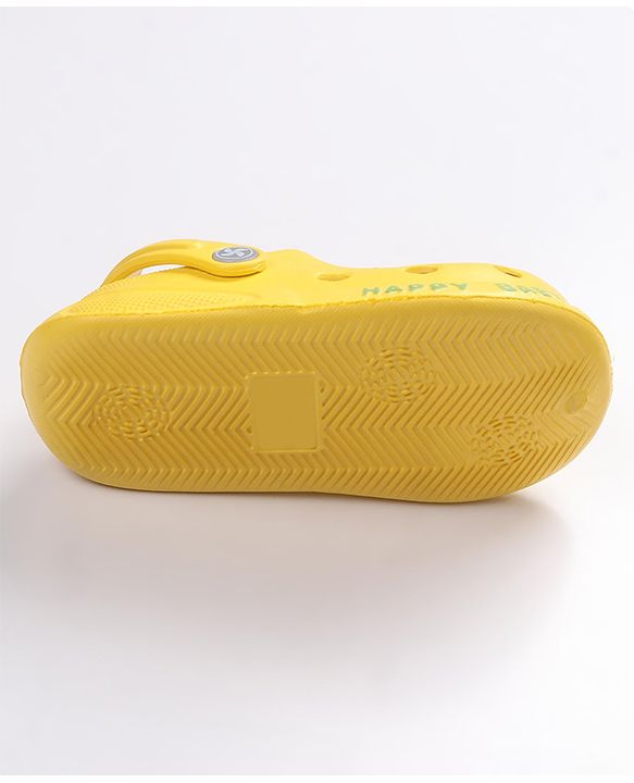 Cute Walk by Babyhug Teddy Applique Clogs with Back Strap - Yellow