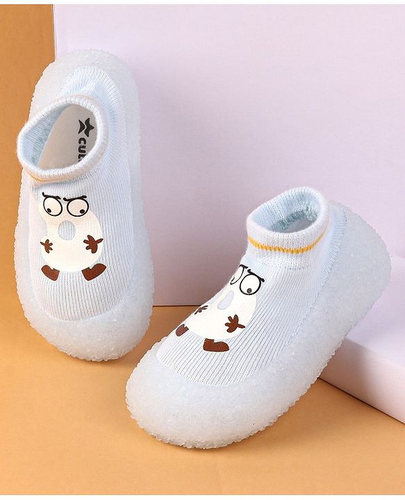 Cute Walk by Babyhug Cartoon Print Sock Shoes - Blue