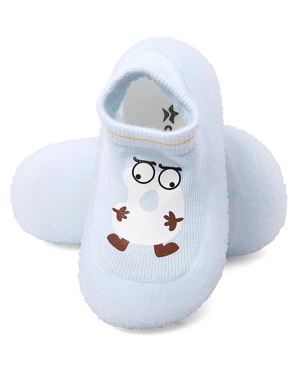 Cute Walk by Babyhug Cartoon Print Sock Shoes - Blue