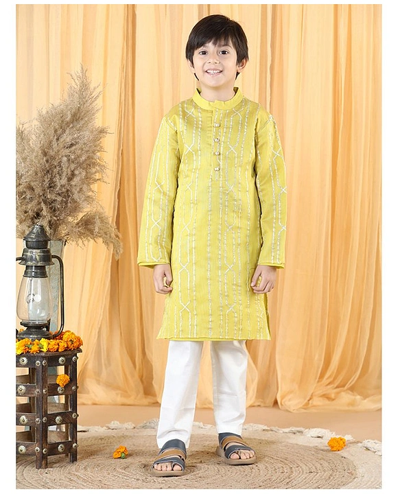 Buy Piccolo Full Sleeves Gota Lining Kurta Pajama Ethnic Wear