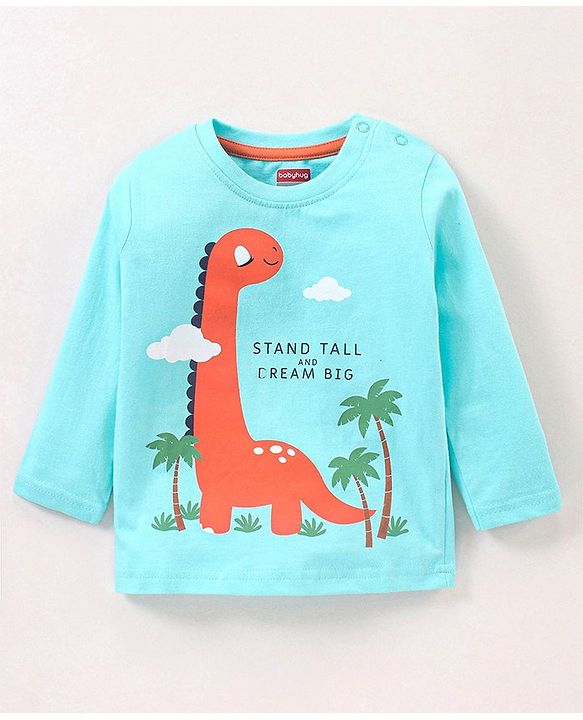 Babyhug Cotton Knit Full Sleeves Night Suit Dino Print - Blue