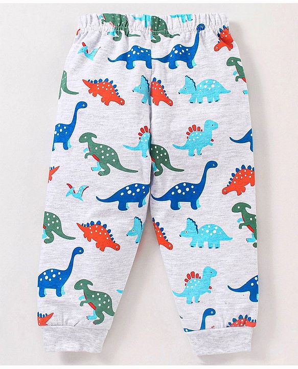 Babyhug Cotton Knit Full Sleeves Night Suit Dino Print - Blue