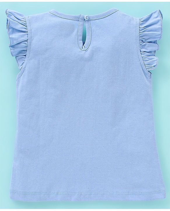 Babyhug 100% Cotton Frill Sleeves Tee With Floral & Strawberry Graphics Pack of 3- Blue & Pink