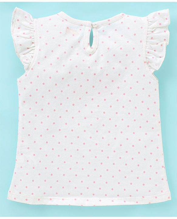 Babyhug 100% Cotton Frill Sleeves Tee With Floral & Strawberry Graphics Pack of 3- Blue & Pink