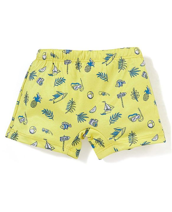 Babyhug Above Knee Length Beach Theme Swimming Trunk - Yellow