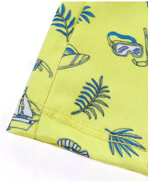 Babyhug Above Knee Length Beach Theme Swimming Trunk - Yellow
