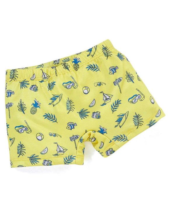 Babyhug Above Knee Length Beach Theme Swimming Trunk - Yellow