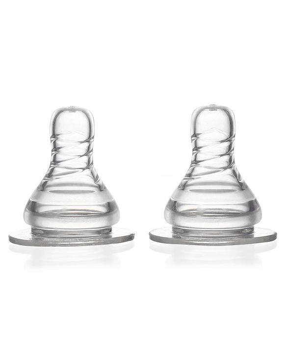 Babyhug Transparent Medium Flow 100% Silicone Nipple - Pack of 2
