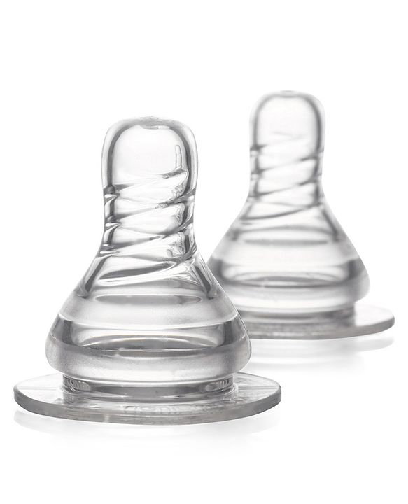 Babyhug Transparent Medium Flow 100% Silicone Nipple - Pack of 2