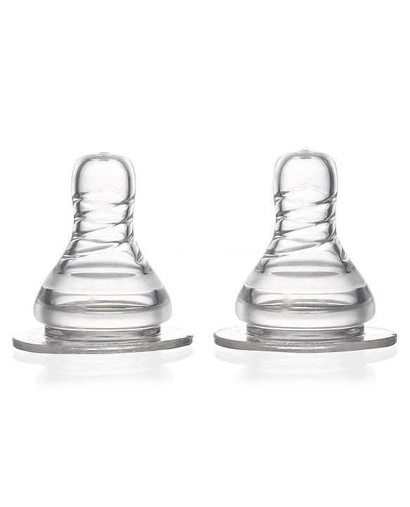 Babyhug Transparent Medium Flow 100% Silicone Nipple - Pack of 2