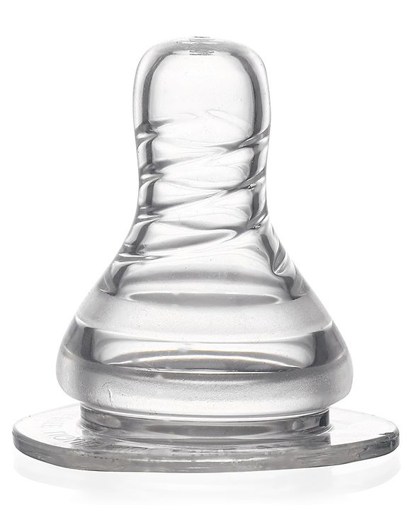 Babyhug Transparent Medium Flow 100% Silicone Nipple - Pack of 2
