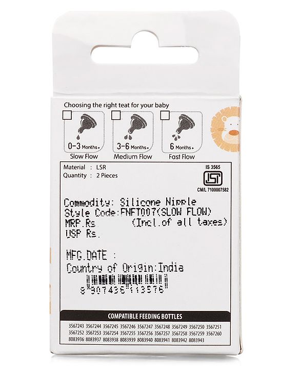 Babyhug Transparent Medium Flow 100% Silicone Nipple - Pack of 2
