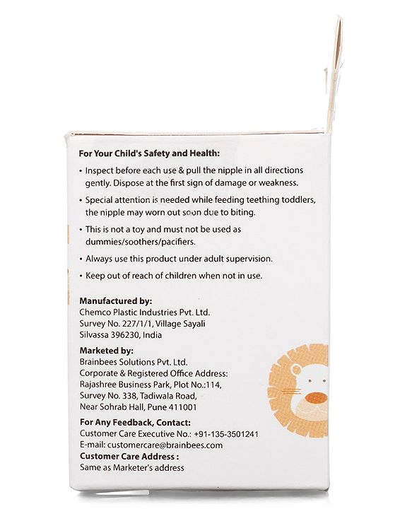 Babyhug Transparent Medium Flow 100% Silicone Nipple - Pack of 2