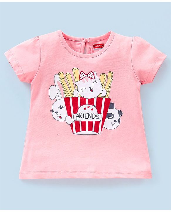 Babyhug 100% Cotton Half Sleeves T-Shirts Polka Dots Printed Pack of 3 - Pink & White