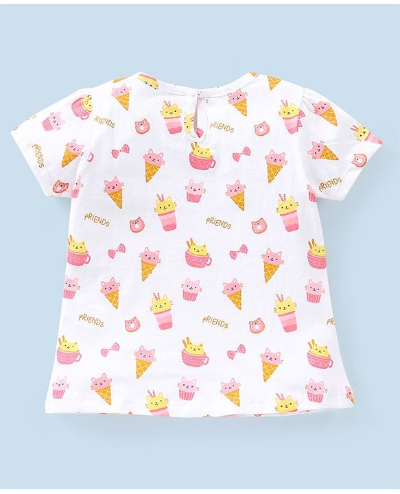 Babyhug 100% Cotton Half Sleeves T-Shirts Polka Dots Printed Pack of 3 - Pink & White