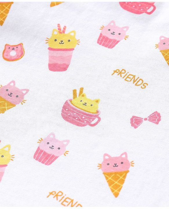 Babyhug 100% Cotton Half Sleeves T-Shirts Polka Dots Printed Pack of 3 - Pink & White