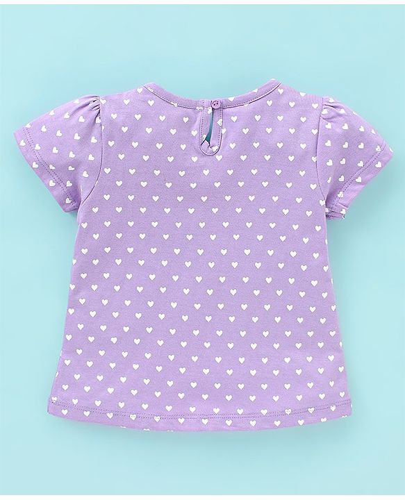 Babyhug 100% Cotton Half Sleeves Tee With Ice Cream & Hearts Graphics Pack of 3- Pink & Purple