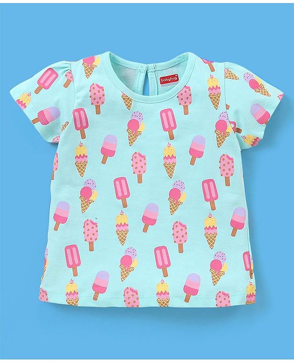 Babyhug 100% Cotton Knit Half Sleeves Graphics Detailing Tees Pack of 3 - White & Green