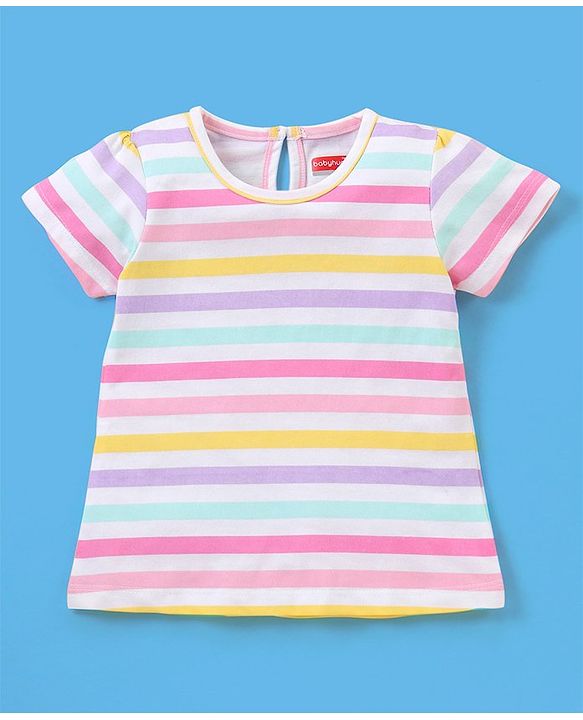 Babyhug 100% Cotton Knit Half Sleeves Graphics Detailing Tees Pack of 3 - White & Green