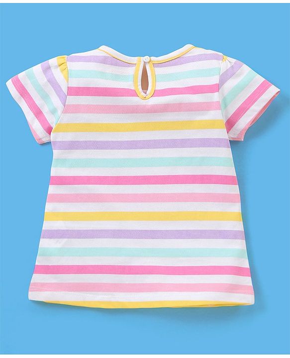 Babyhug 100% Cotton Knit Half Sleeves Graphics Detailing Tees Pack of 3 - White & Green