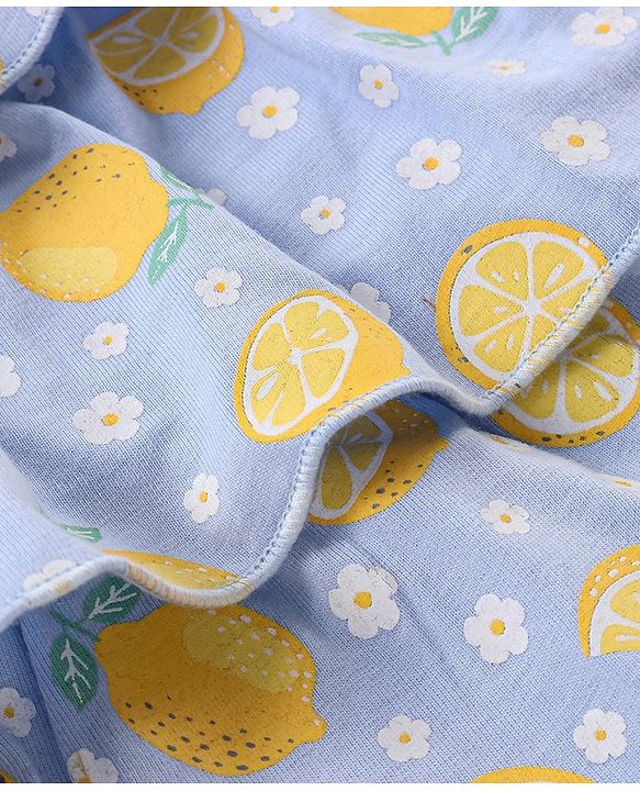 Babyhug 100% Cotton Singlet Top With Lemon Print & Frill Detailing - Purple