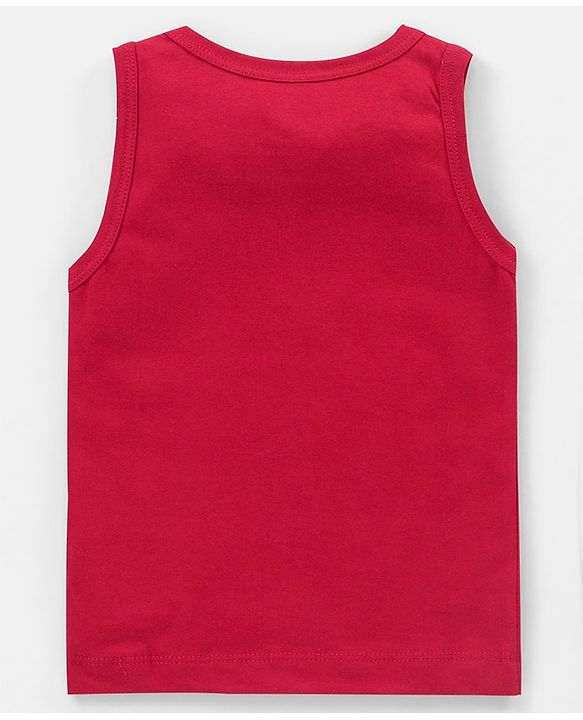 Babyhug 100% Cotton Sleeveless Solid & Stripe Sando Pack of 2 - Red