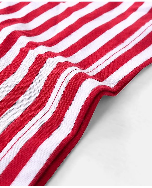Babyhug 100% Cotton Sleeveless Solid & Stripe Sando Pack of 2 - Red