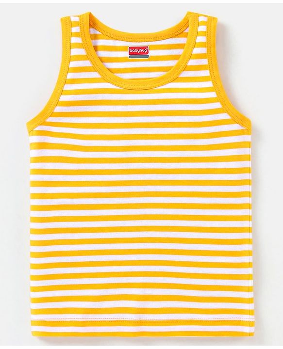 Babyhug 100% Cotton Sleeveless Sando Solid Pack of 2 - Yellow