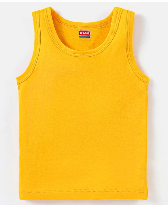 Babyhug 100% Cotton Sleeveless Sando Solid Pack of 2 - Yellow