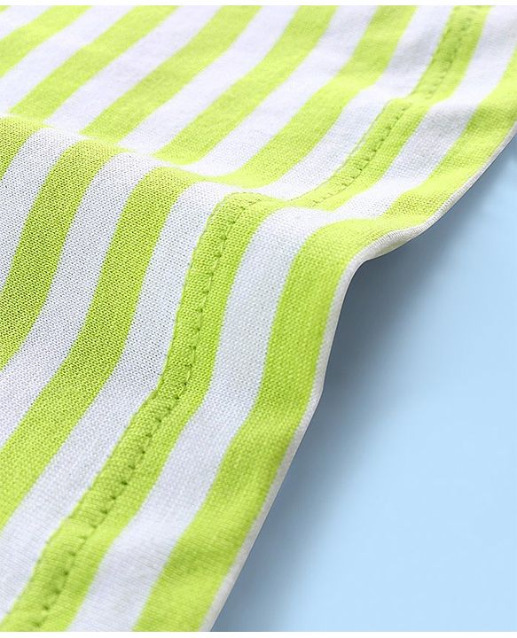 Babyhug 100% Cotton Sleeveless Solid & Stripe Sando Pack of 2 - Green