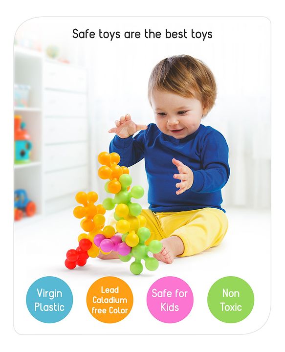Babyhug Star Links 12 Pcs Colorful Toy| Interlocking Learning and Pre-School Educational Blocks| Improves Creativity And Construction Blocks For Kids| Promote Fine Motor Skills and Sensory Development| BIS Certified| 6 Months+