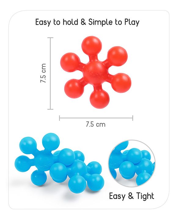 Babyhug Star Links 12 Pcs Colorful Toy| Interlocking Learning and Pre-School Educational Blocks| Improves Creativity And Construction Blocks For Kids| Promote Fine Motor Skills and Sensory Development| BIS Certified| 6 Months+