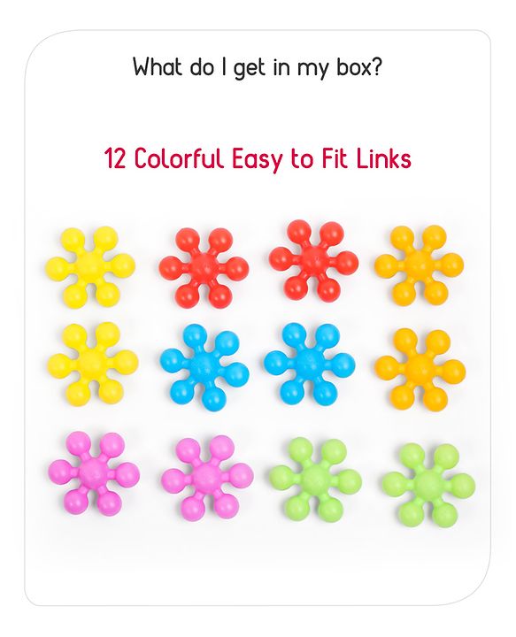 Babyhug Star Links 12 Pcs Colorful Toy| Interlocking Learning and Pre-School Educational Blocks| Improves Creativity And Construction Blocks For Kids| Promote Fine Motor Skills and Sensory Development| BIS Certified| 6 Months+
