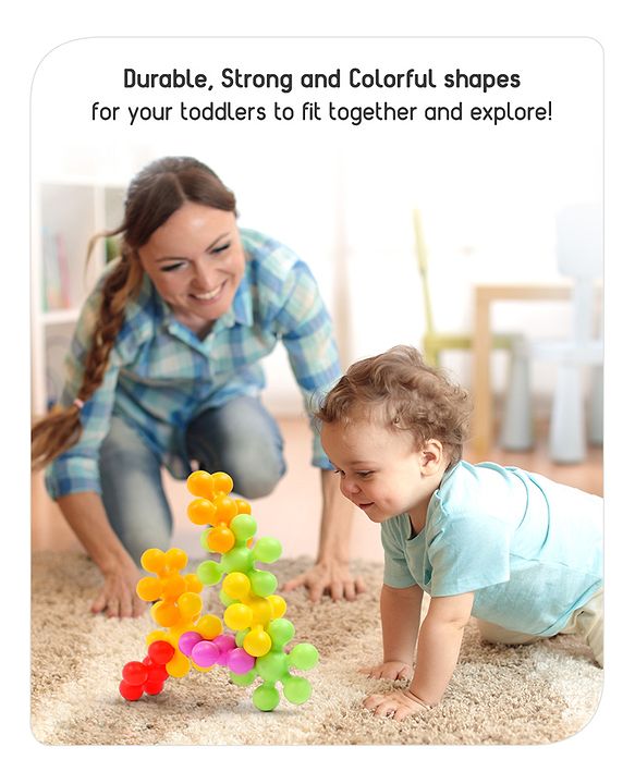 Babyhug Star Links 12 Pcs Colorful Toy| Interlocking Learning and Pre-School Educational Blocks| Improves Creativity And Construction Blocks For Kids| Promote Fine Motor Skills and Sensory Development| BIS Certified| 6 Months+