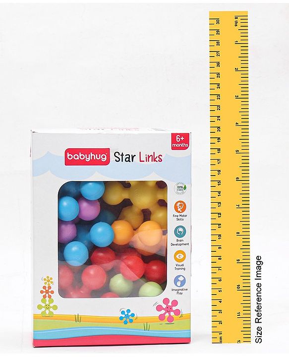 Babyhug Star Links 12 Pcs Colorful Toy| Interlocking Learning and Pre-School Educational Blocks| Improves Creativity And Construction Blocks For Kids| Promote Fine Motor Skills and Sensory Development| BIS Certified| 6 Months+