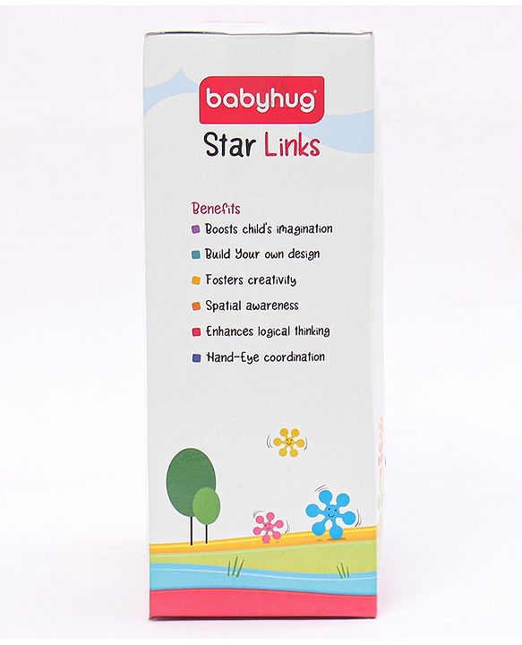 Babyhug Star Links 12 Pcs Colorful Toy| Interlocking Learning and Pre-School Educational Blocks| Improves Creativity And Construction Blocks For Kids| Promote Fine Motor Skills and Sensory Development| BIS Certified| 6 Months+