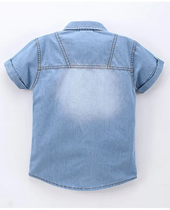 Amazon.com: Boys' Short Sleeve Denim Button Down Lightweight Shirt Summer  Blue Tag 130CM -5-6 Years: Clothing, Shoes & Jewelry