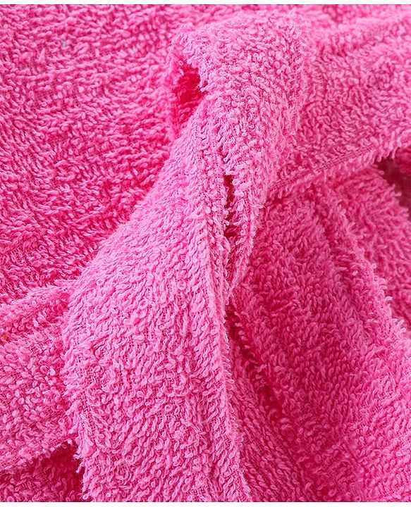 Babyhug Woven Terry Full Sleeves Hooded Bath Robe Owl Design - Pink
