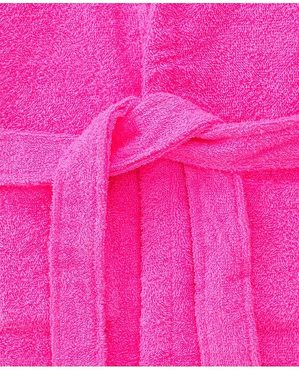Babyhug Woven Terry Full Sleeves Hooded Bath Robe Owl Design - Pink