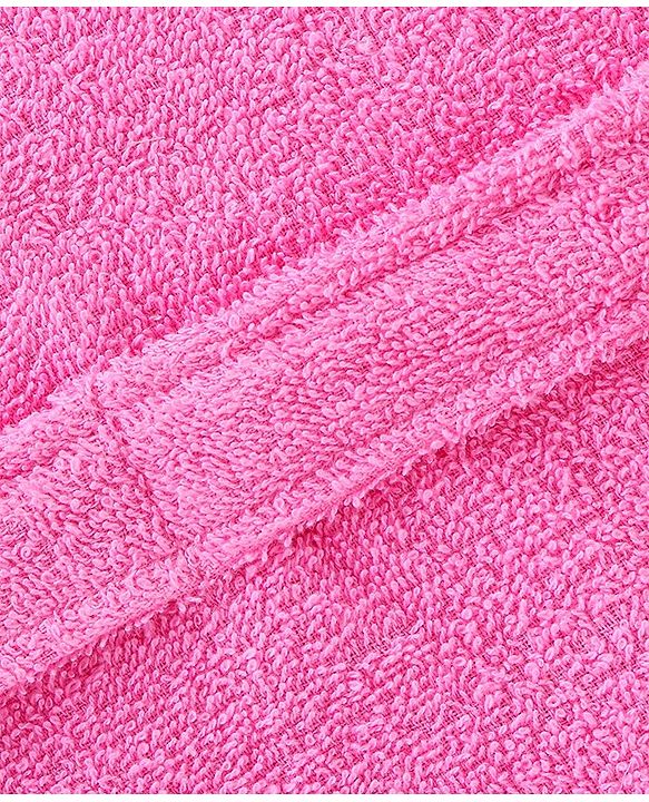 Babyhug Woven Terry Full Sleeves Hooded Bath Robe Owl Design - Pink