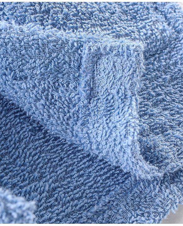 Babyhug Woven Terry Full Sleeves Hooded Bath Robe Elephant Embroidered - Blue
