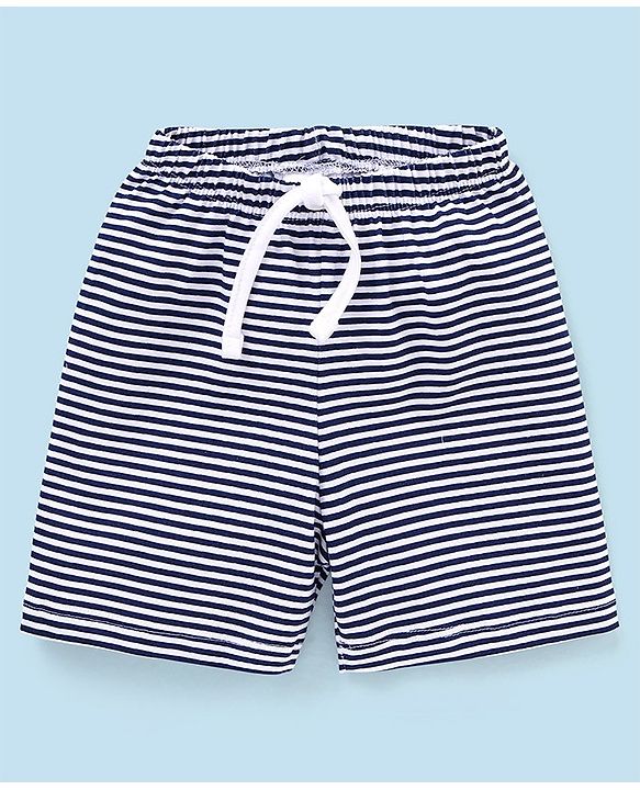Babyhug Cotton Mid Thigh Length Shorts Striped & Stars Printed Pack of 3 - Grey & Blue