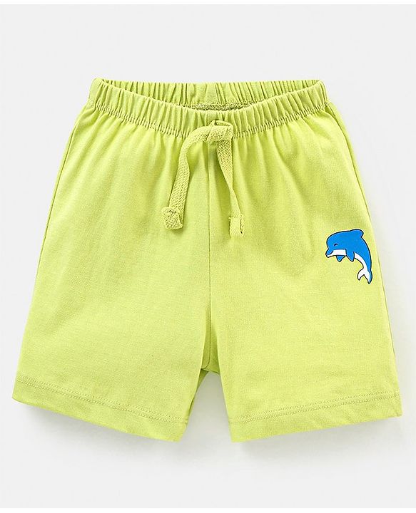Babyhug Cotton Mid Thigh Length Shorts Stripes & Dolphin Print Pack of 3- Green & Blue