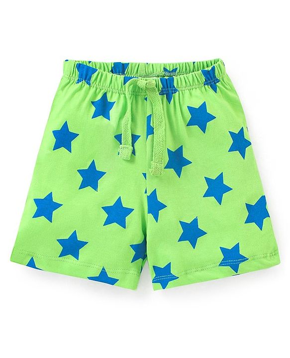 Babyhug Cotton Mid Thigh Length Shorts Stars & Stripes Print Pack of 3- Green & Blue