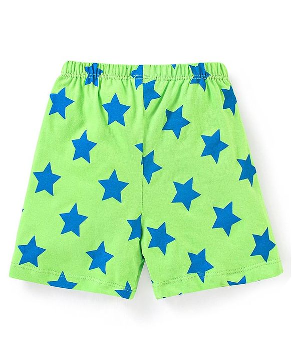 Babyhug Cotton Mid Thigh Length Shorts Stars & Stripes Print Pack of 3- Green & Blue